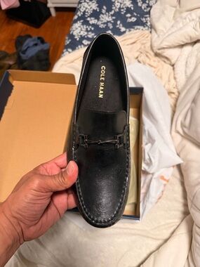 Cole Haan Black Leather Bit Slip-On Loafers